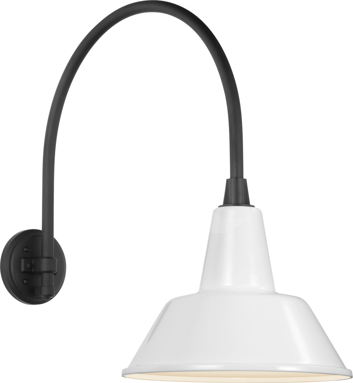Academy 19.5" Arched Mack Barn Light in Matte Black with 12.5" White Bowers Shade
