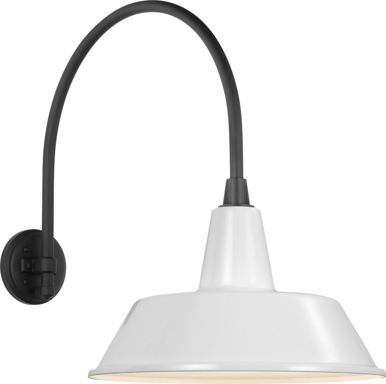 Academy 19.5" Arched Mack Barn Light in Matte Black with 16" White Bowers Shade