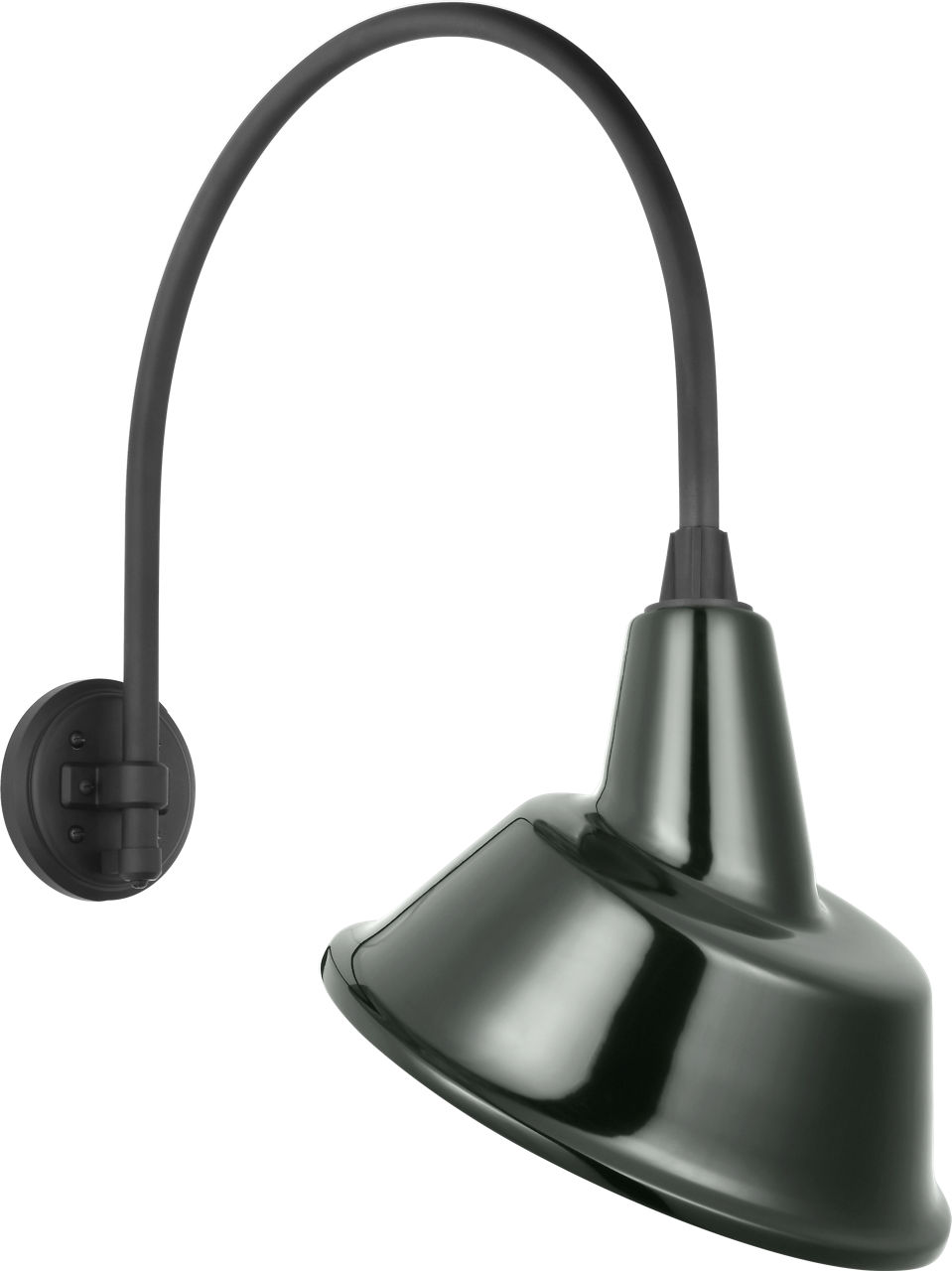 Academy 19.5" Arched Mack Barn Light in Matte Black with 12.5" Green Tilted Bowers Shade