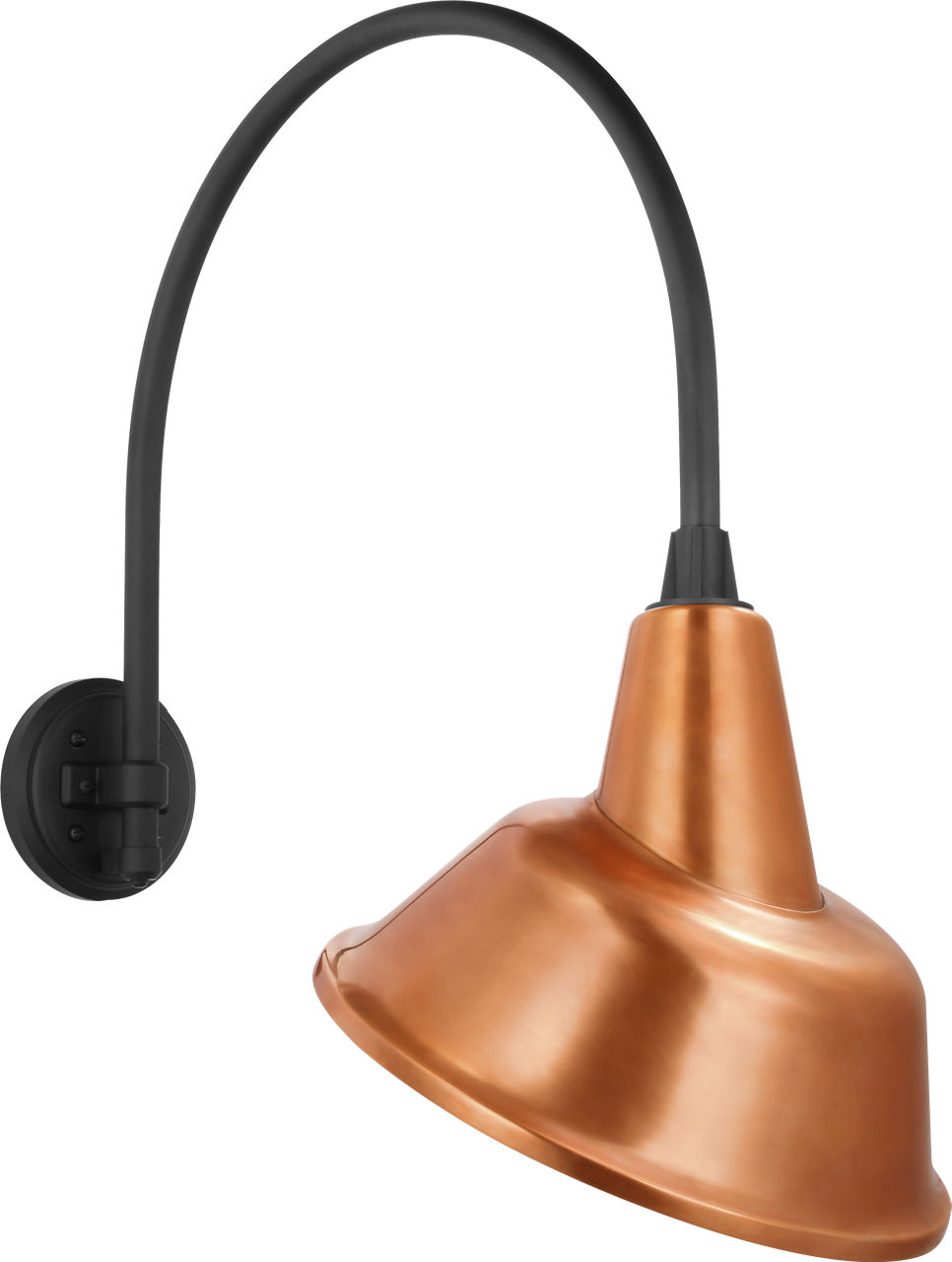Academy 19.5" Arched Mack Barn Light in Matte Black with 12.5" Soft Copper Tilted Bowers Shade