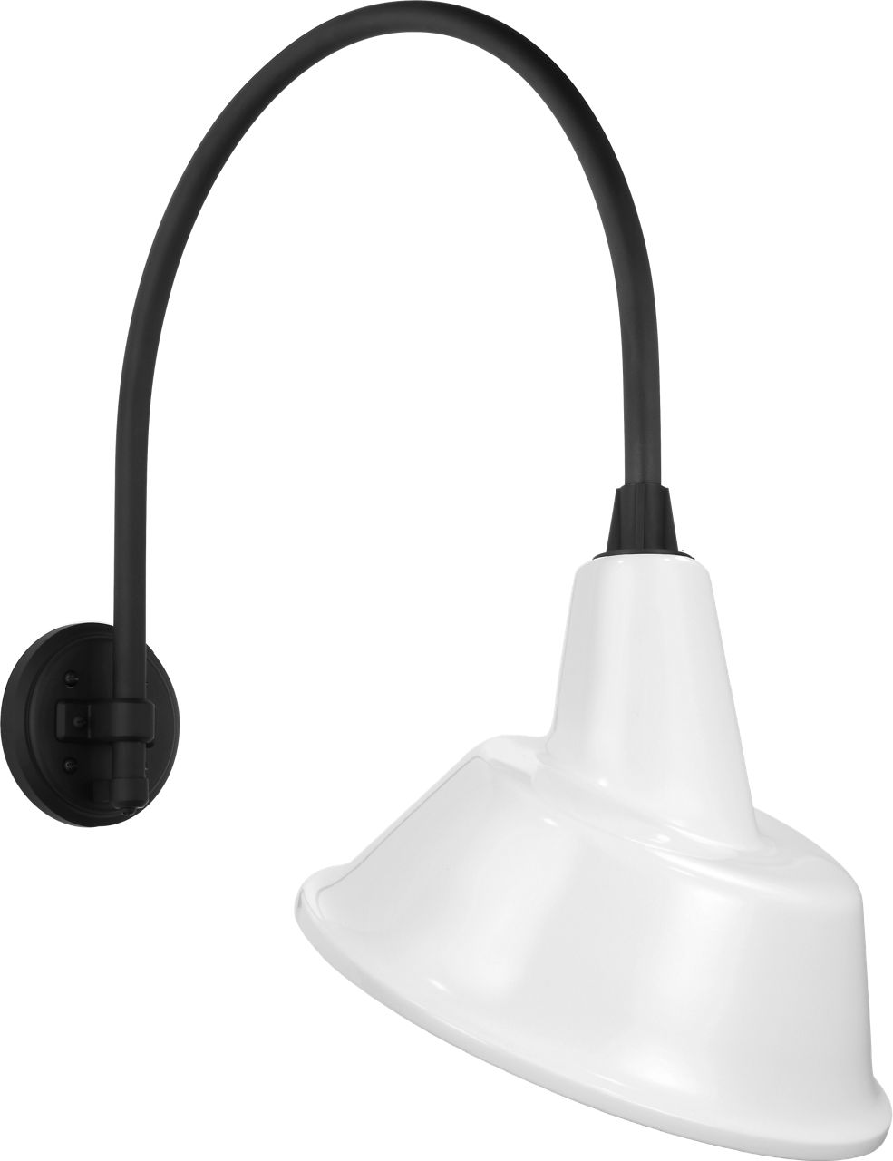 Academy 19.5" Arched Mack Barn Light in Matte Black with 12.5" White Tilted Bowers Shade