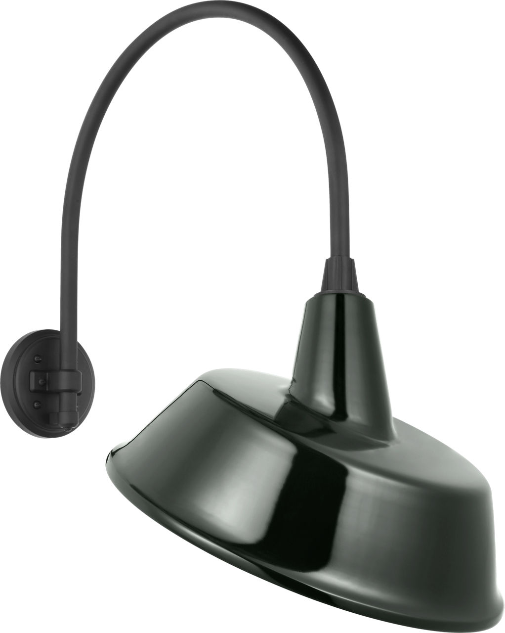 Academy 19.5" Arched Mack Barn Light in Matte Black with 16" Green Tilted Bowers Shade