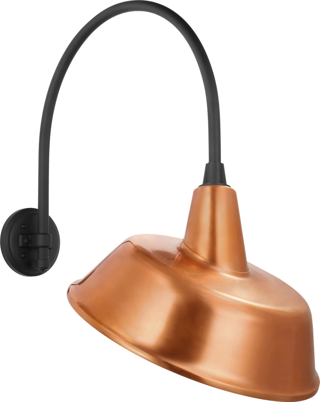 Academy 19.5" Arched Mack Barn Light in Matte Black with 16" Soft Copper Tilted Bowers Shade