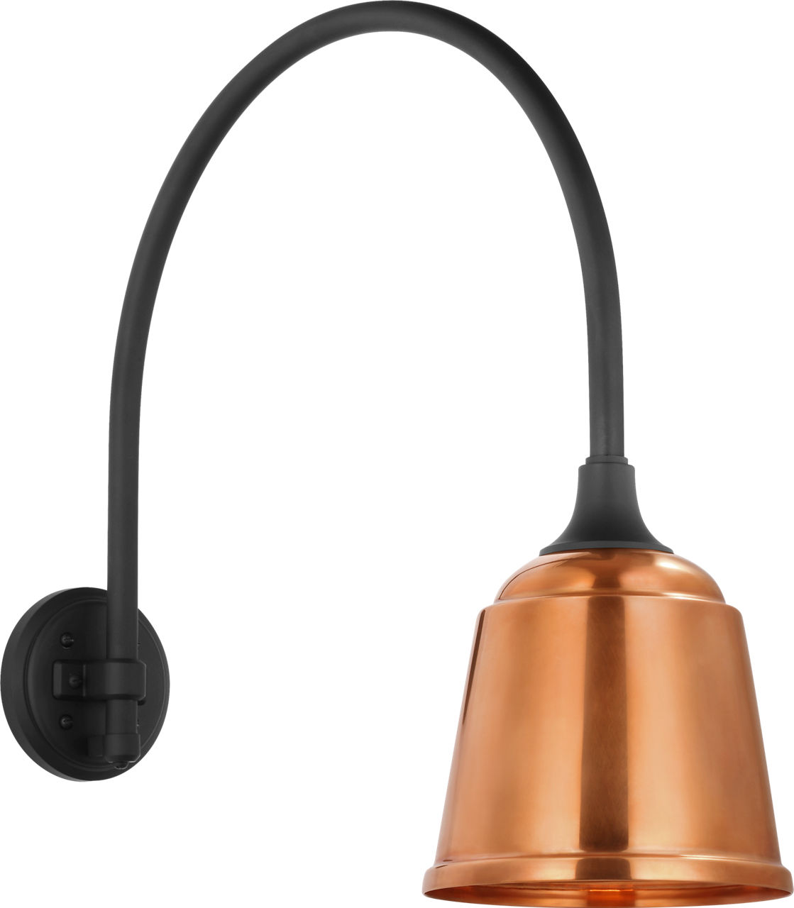 Academy 19.5" Arched Mack Barn Light in Matte Black with 8" Soft Copper Rockhouse Shade