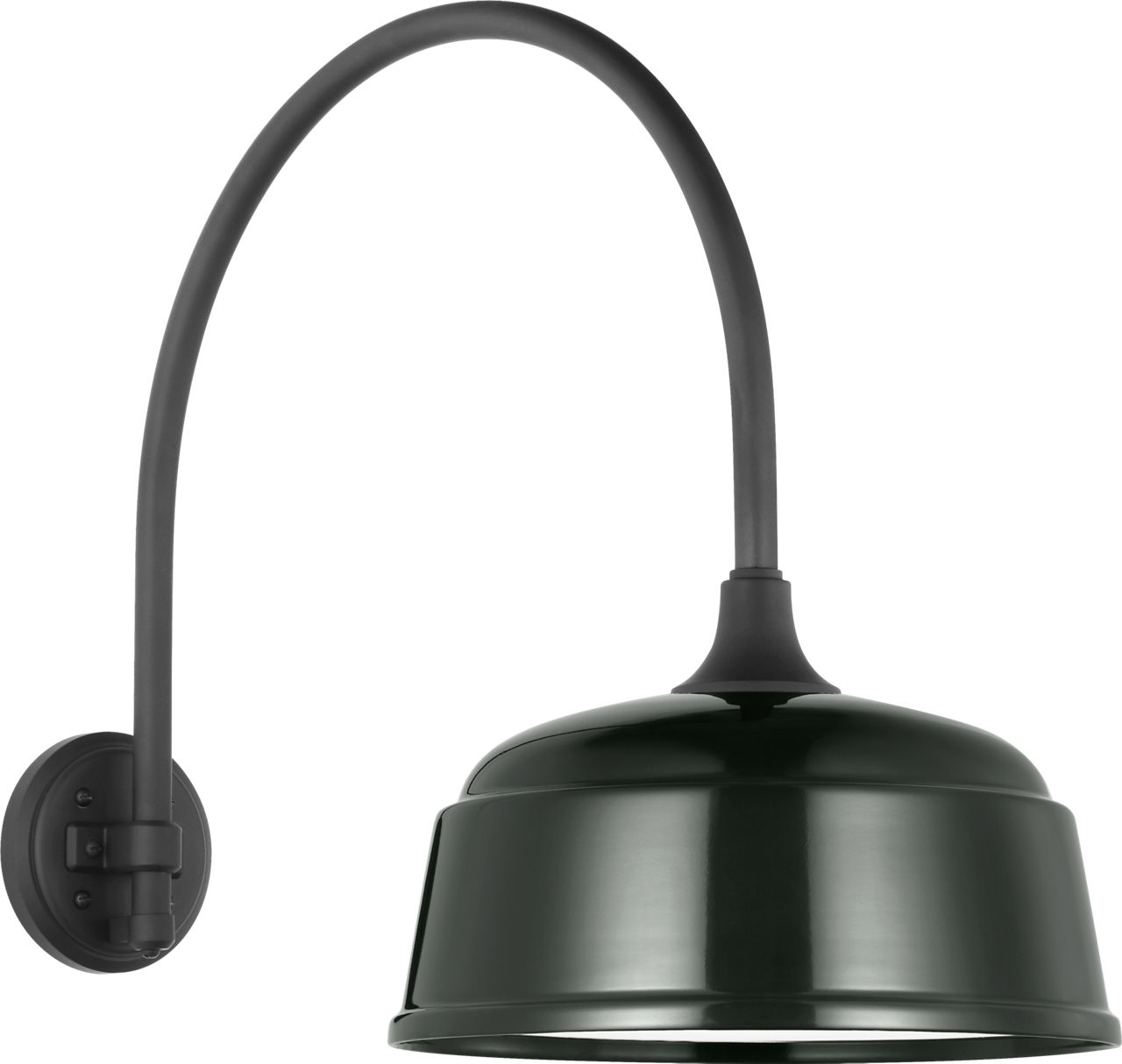 Academy 19.5" Arched Mack Barn Light in Matte Black with 12.5" Green Rockhouse Shade