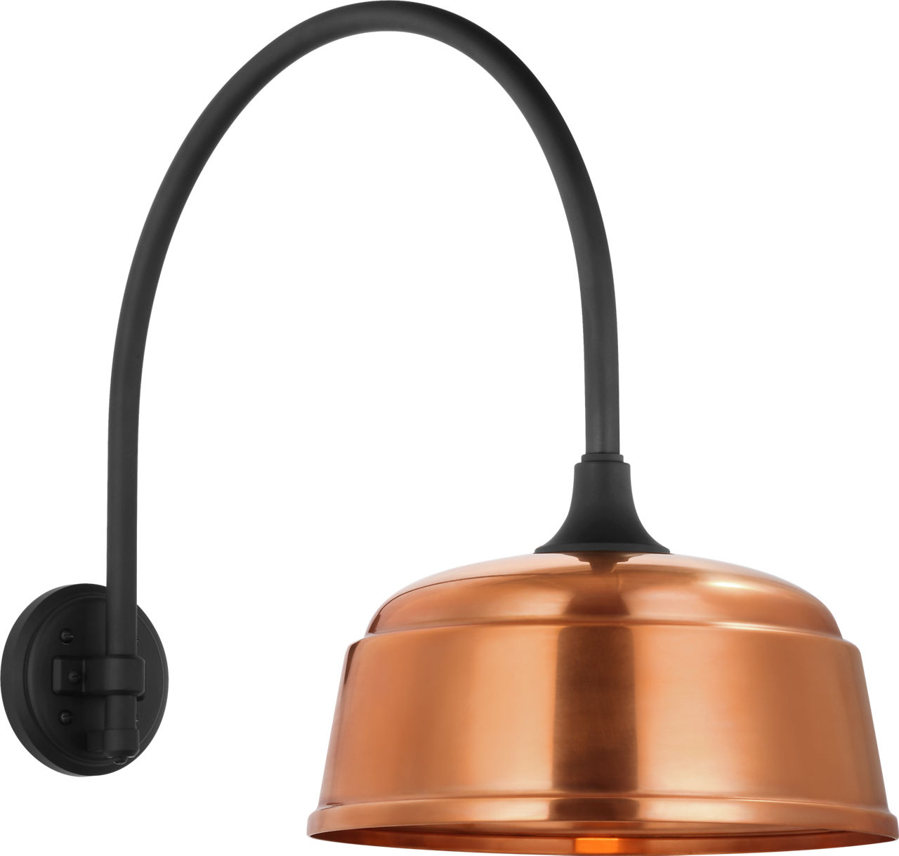 Academy 19.5" Arched Mack Barn Light in Matte Black with 12.5" Soft Copper Rockhouse Shade