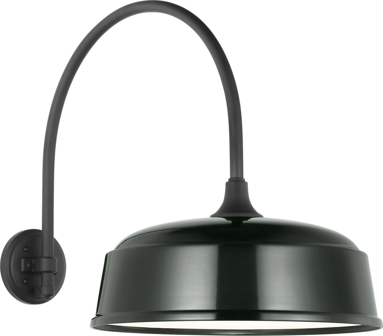 Academy 19.5" Arched Mack Barn Light in Matte Black with 16" Green Rockhouse Shade