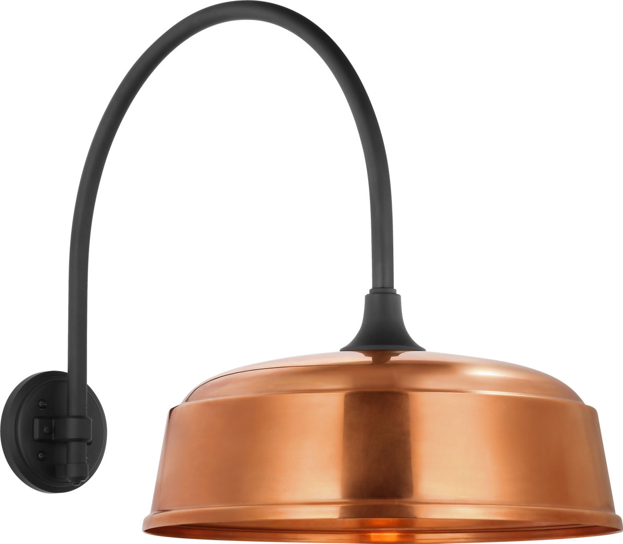 Academy 19.5" Arched Mack Barn Light in Matte Black with 16" Soft Copper Rockhouse Shade