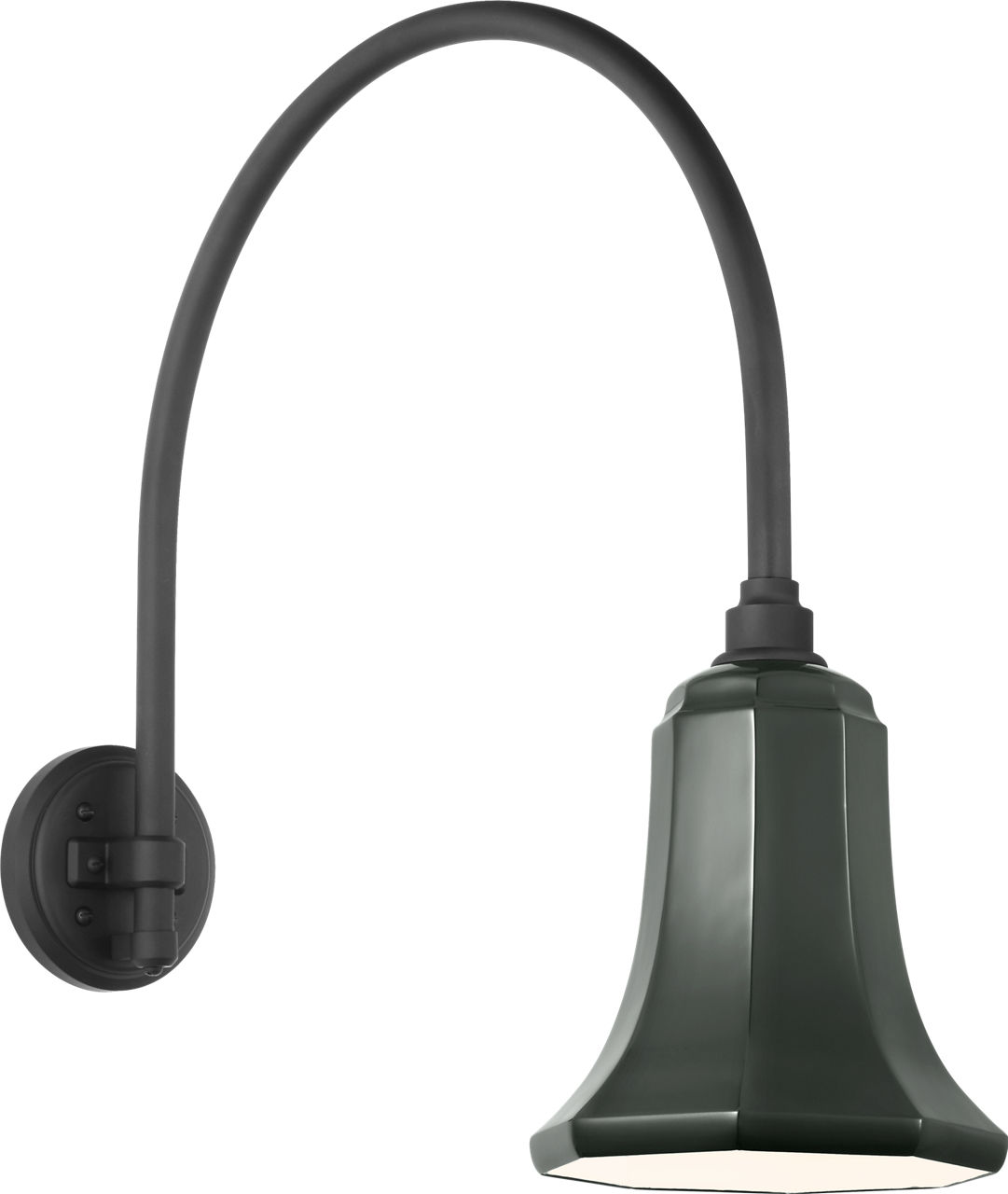 Academy 19.5" Arched Mack Barn Light in Matte Black with 7.5" Green Savannah Shade