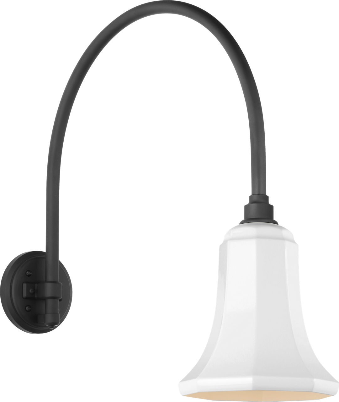 Academy 19.5" Arched Mack Barn Light in Matte Black with 7.5" White Savannah Shade