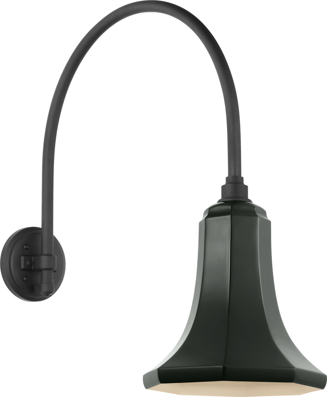 Academy 19.5" Arched Mack Barn Light in Matte Black with 9.25" Green Savannah Shade