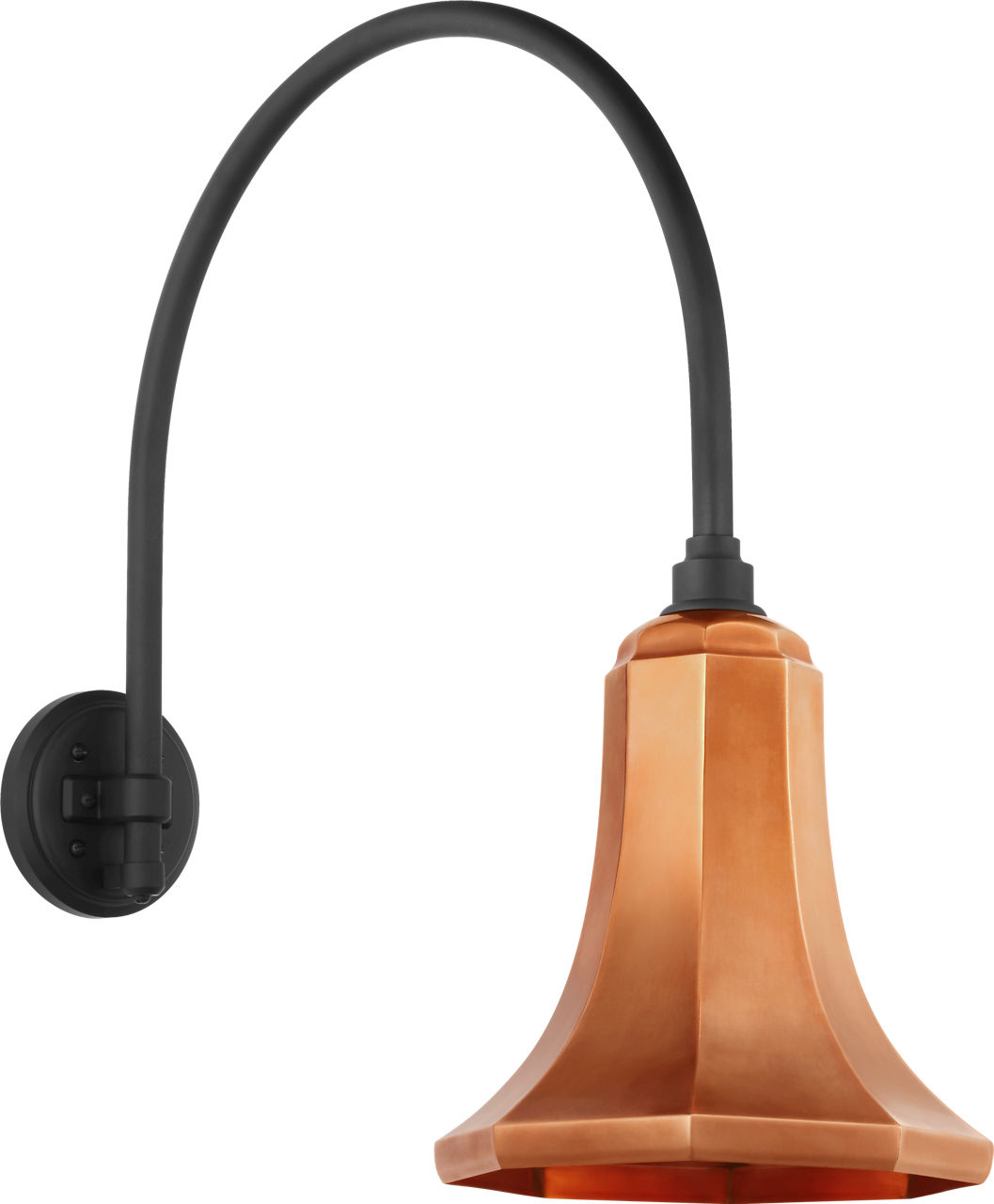 Academy 19.5" Arched Mack Barn Light in Matte Black with 9.25" Soft Copper Savannah Shade