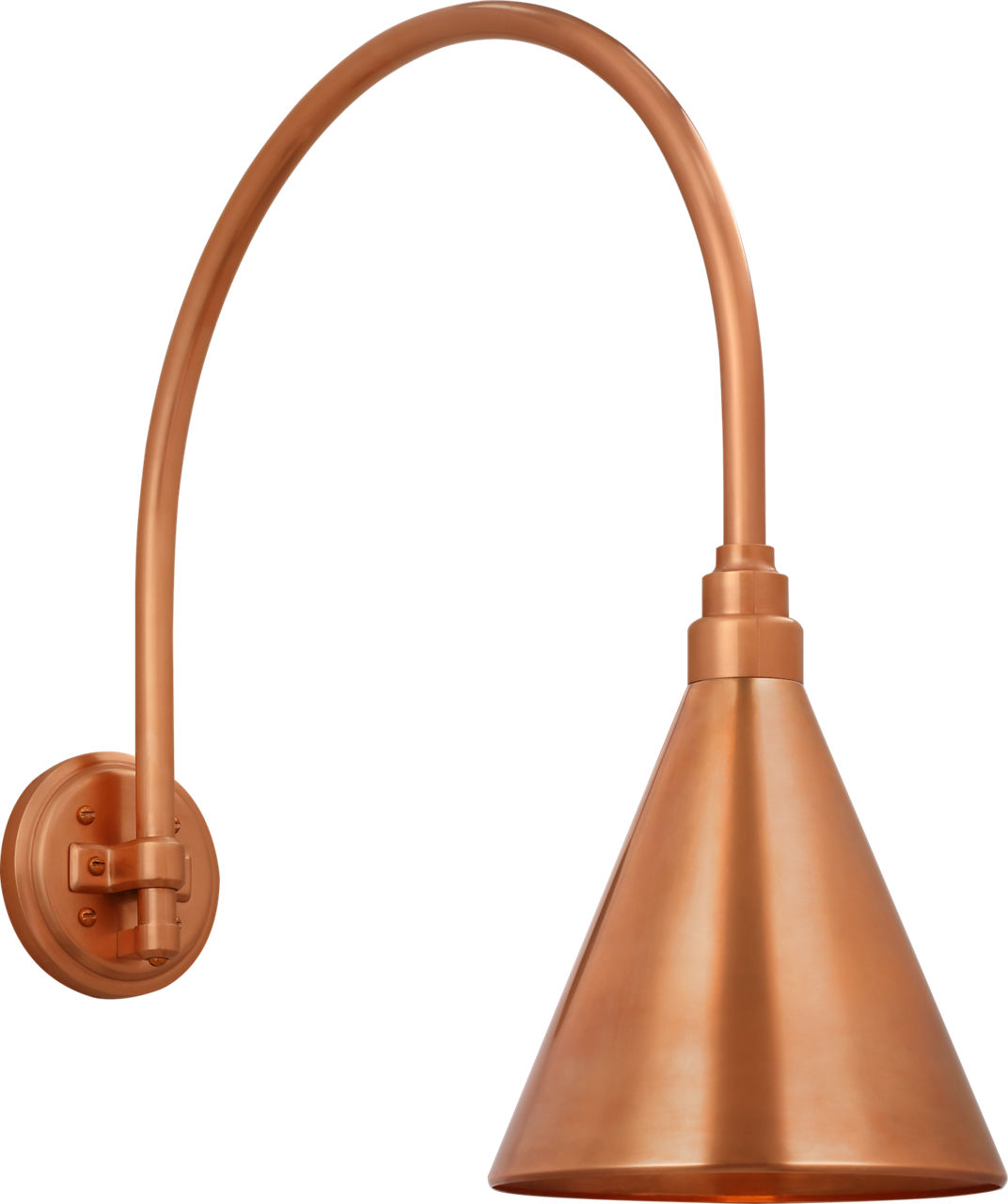 Academy 19.5" Arched Mack Barn Light in Soft Copper with 9" Conical Savannah Shade