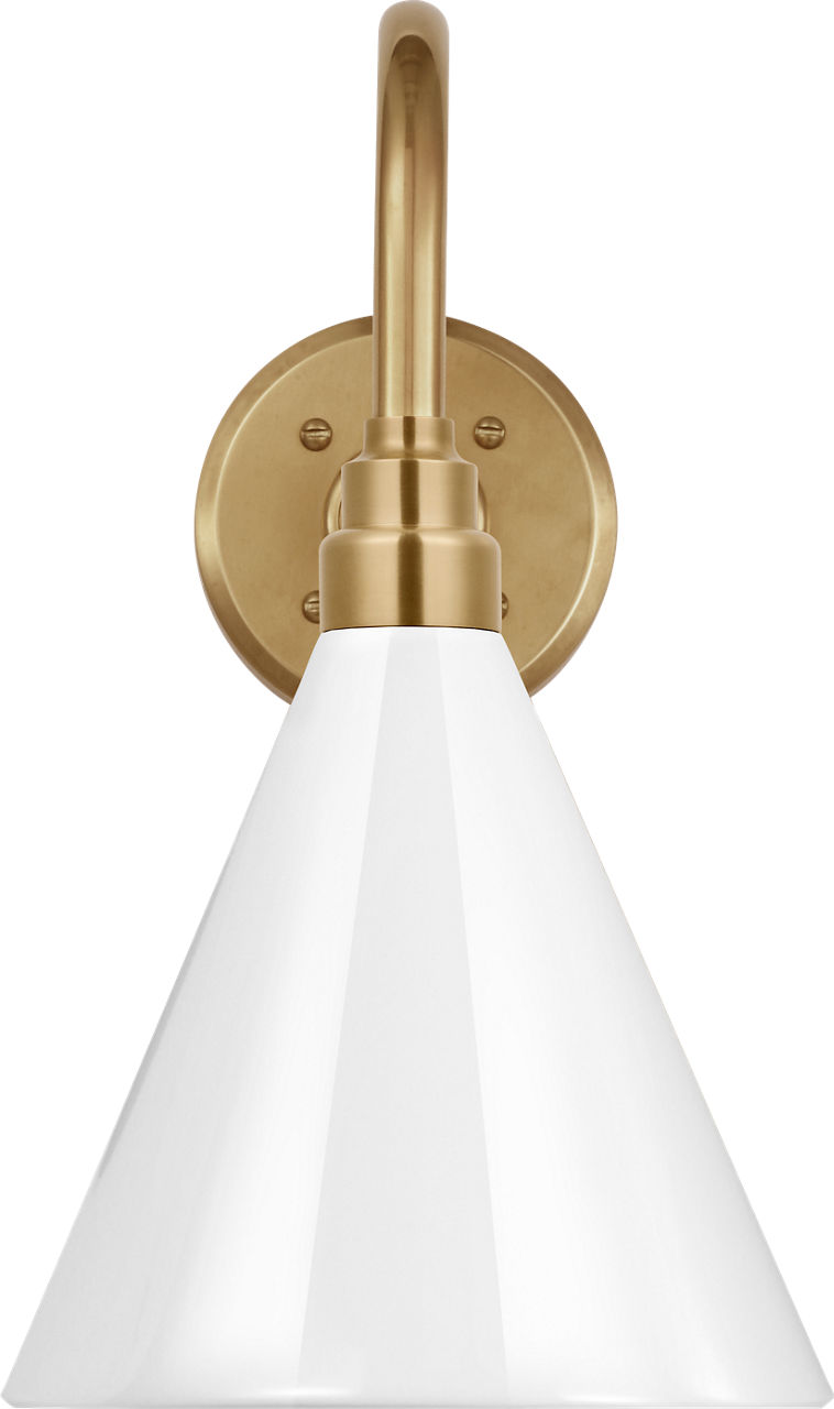 Academy 11" Flynn Barn Light in Hand-Rubbed Antique Brass with 9" White Conical Savannah Shade