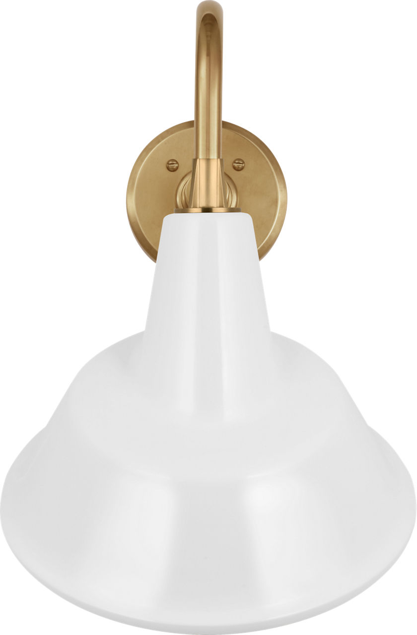 Academy 11" Flynn Barn Light in Hand-Rubbed Antique Brass with 12.5" White Tilted Bowers Shade