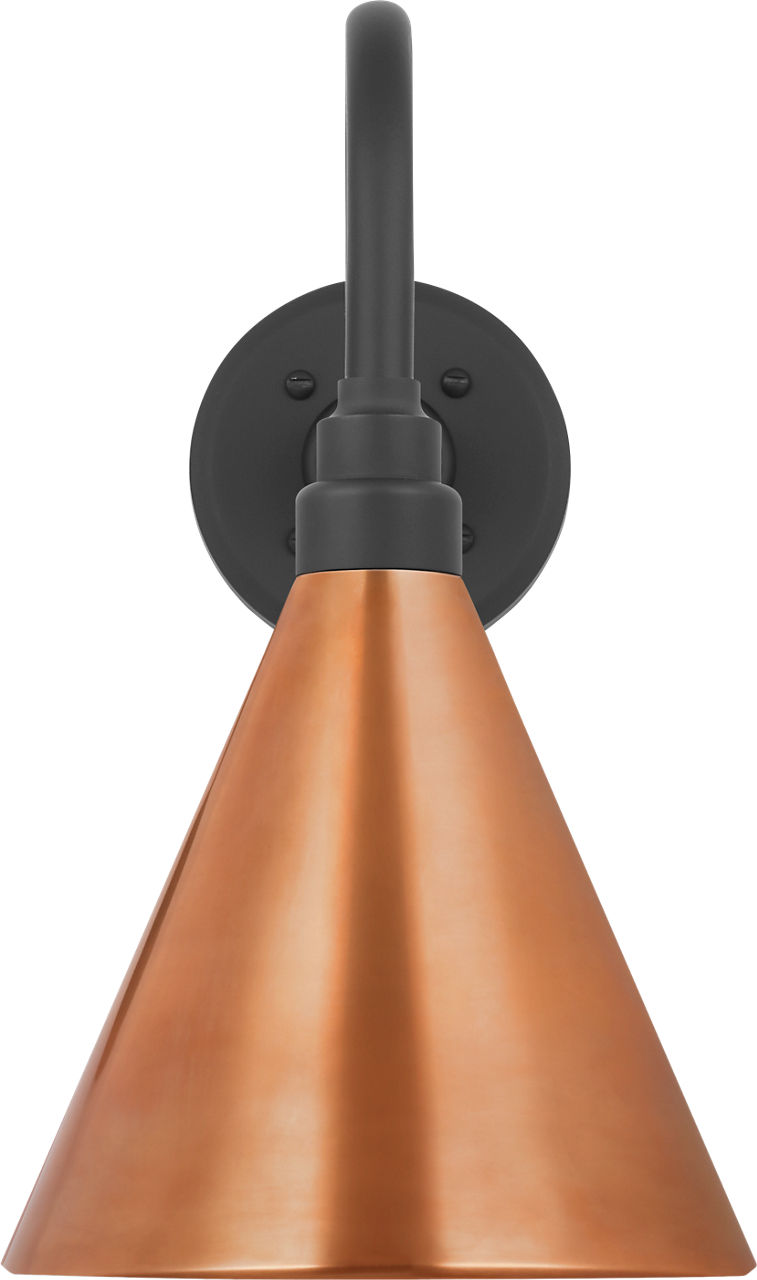Academy 11" Flynn Barn Light in Matte Black with 9" Soft Copper Conical Savannah Shade