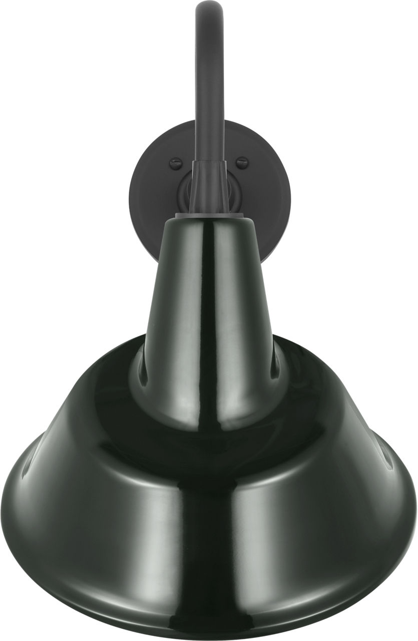 Academy 11" Flynn Barn Light in Matte Black with 12.5" Green Tilted Bowers Shade