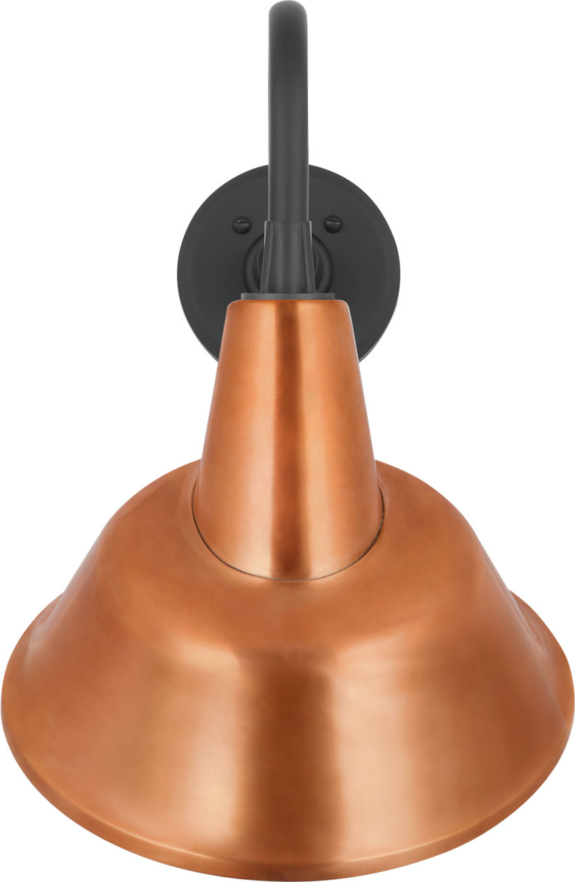 Academy 11" Flynn Barn Light in Matte Black with 12.5" Soft Copper Tilted Bowers Shade