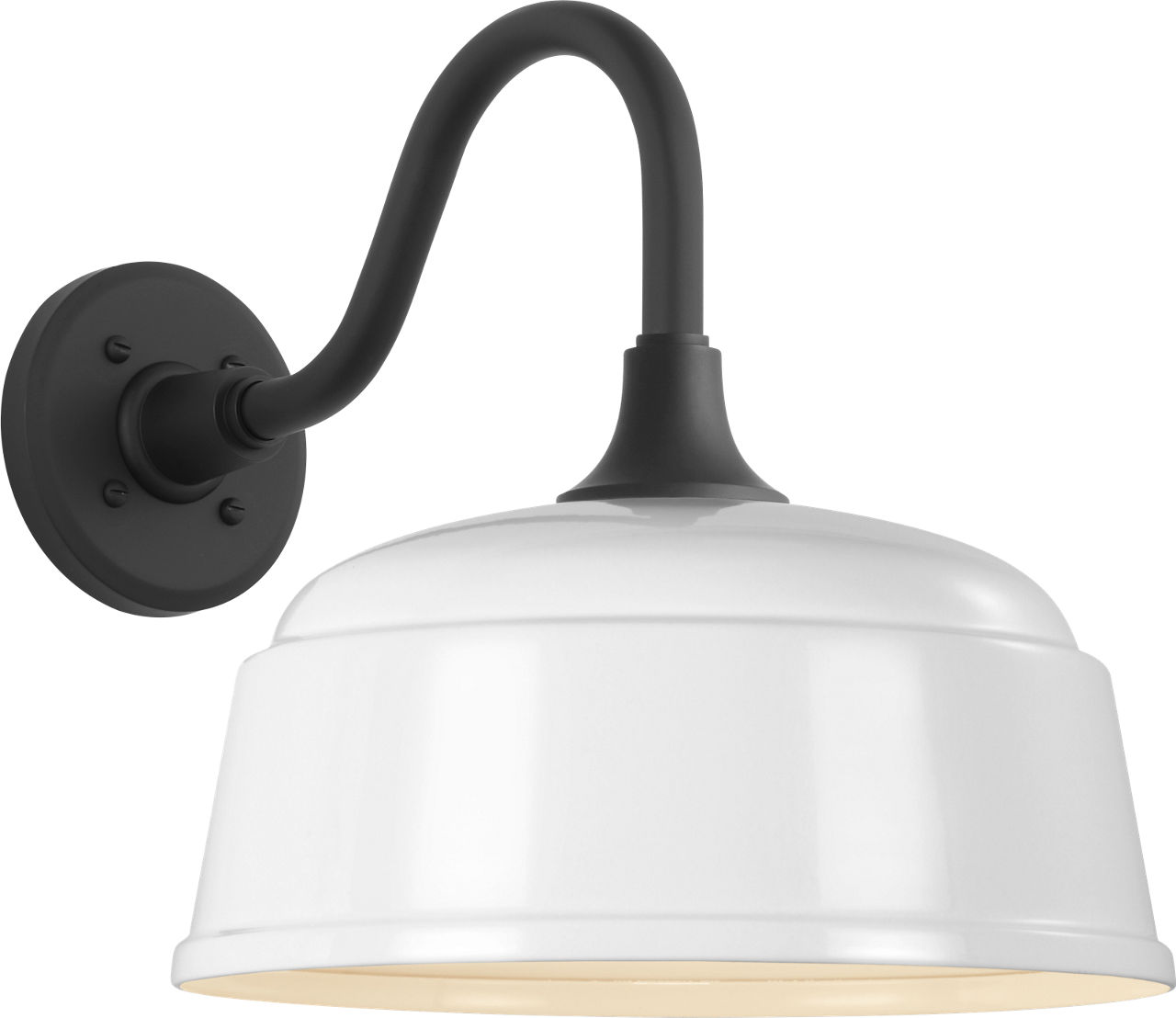 Academy 11" Flynn Barn Light in Matte Black with 12.5" White Rockhouse Shade
