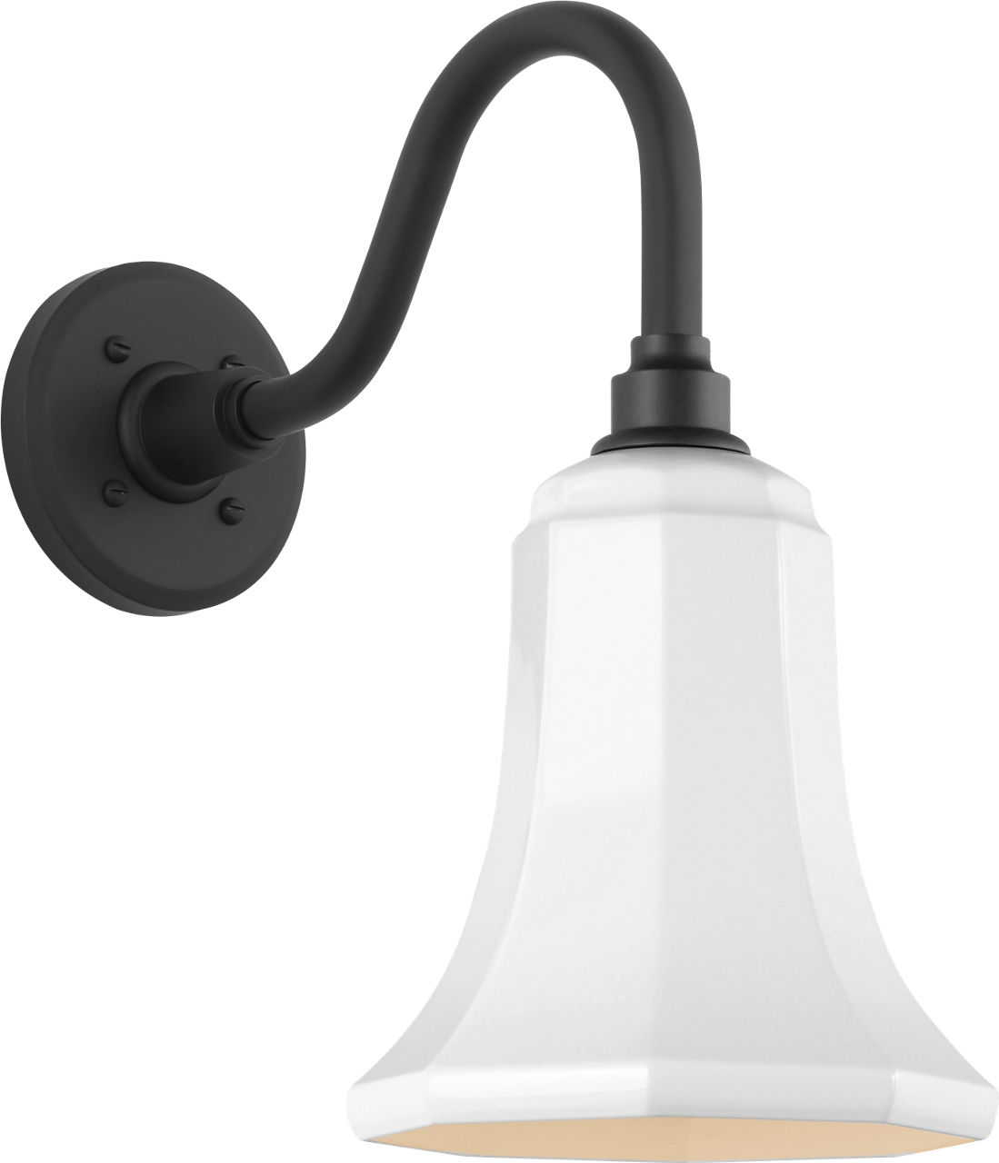 Academy 11" Flynn Barn Light in Matte Black with 7.5" White Savannah Shade