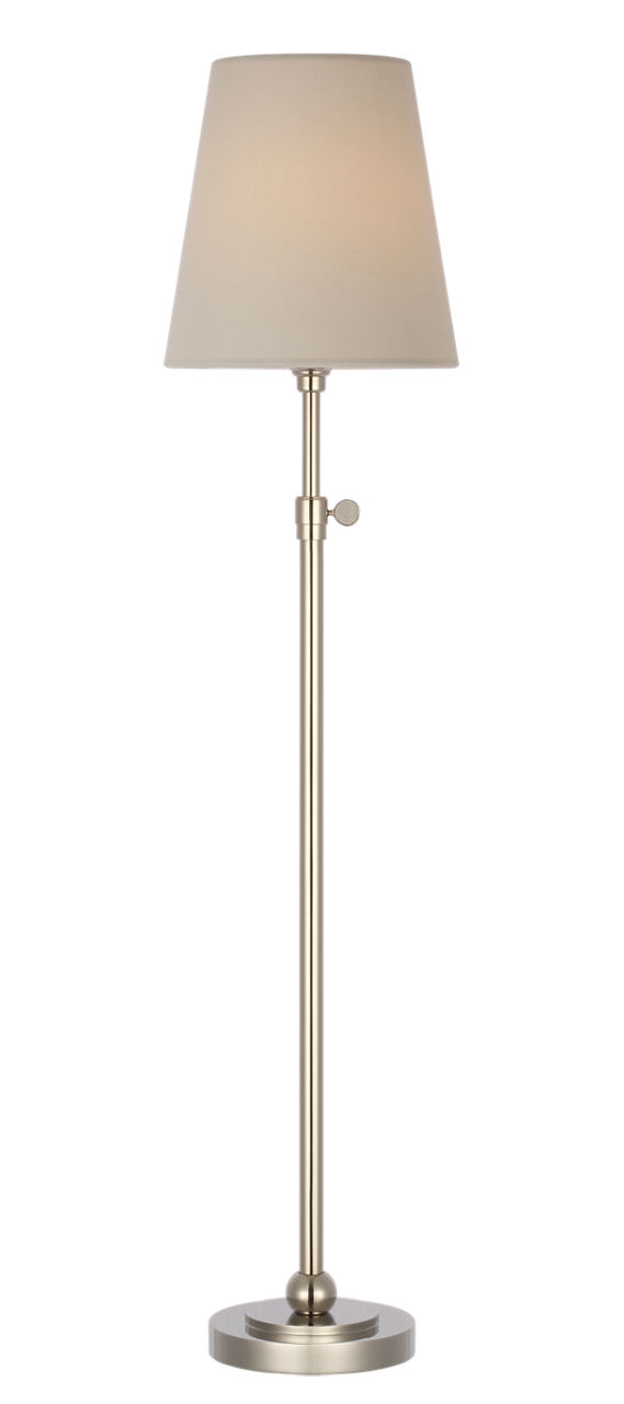 Bryant 27" Adjustable Cordless Table Lamp in Polished Nickel with Linen Shade