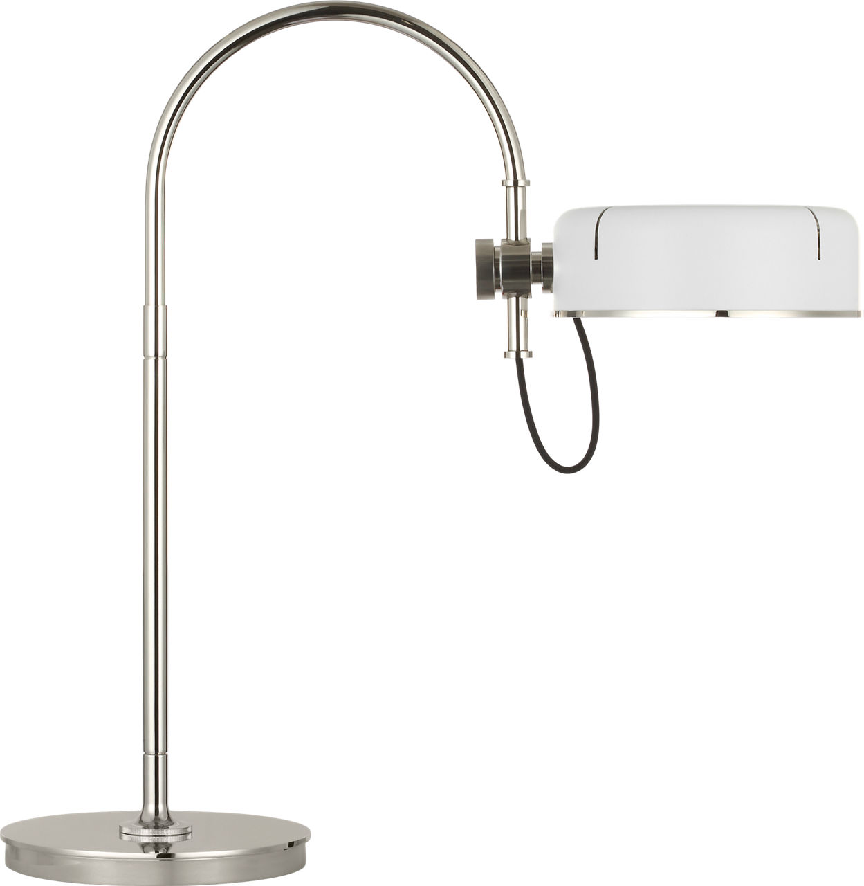 Oso 25" Arc Table Lamp in Polished Nickel with Matte White Shade