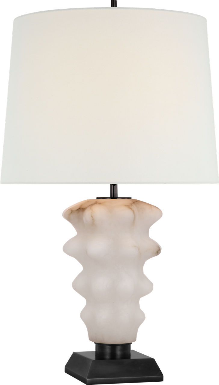 Luxor Large Table Lamp in Museum Brass with Linen Shade