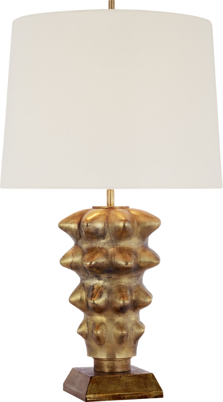 Luxor Large Table Lamp in Museum Brass with Linen Shade