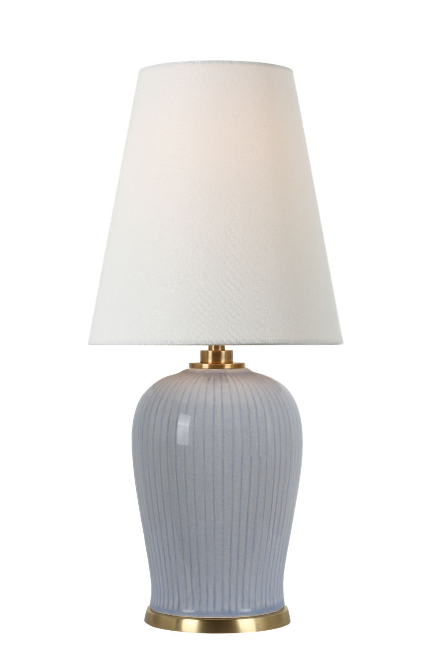 Opera 16" Table Lamp in Polar Blue Crackle with Linen Shade
