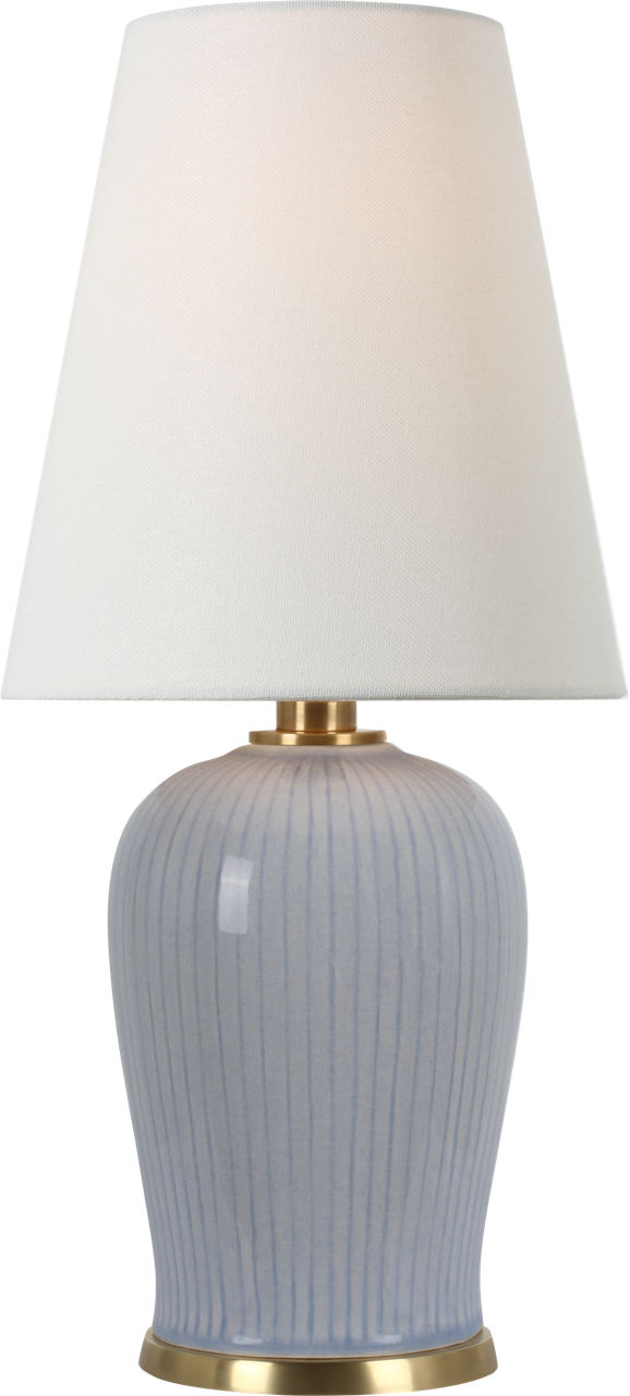 Opera 16" Table Lamp in Polar Blue Crackle with Linen Shade