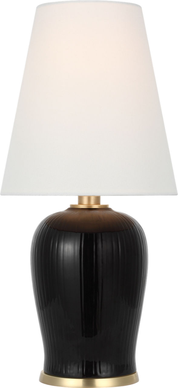 Opera 16" Table Lamp in Raven Black with Linen Shade