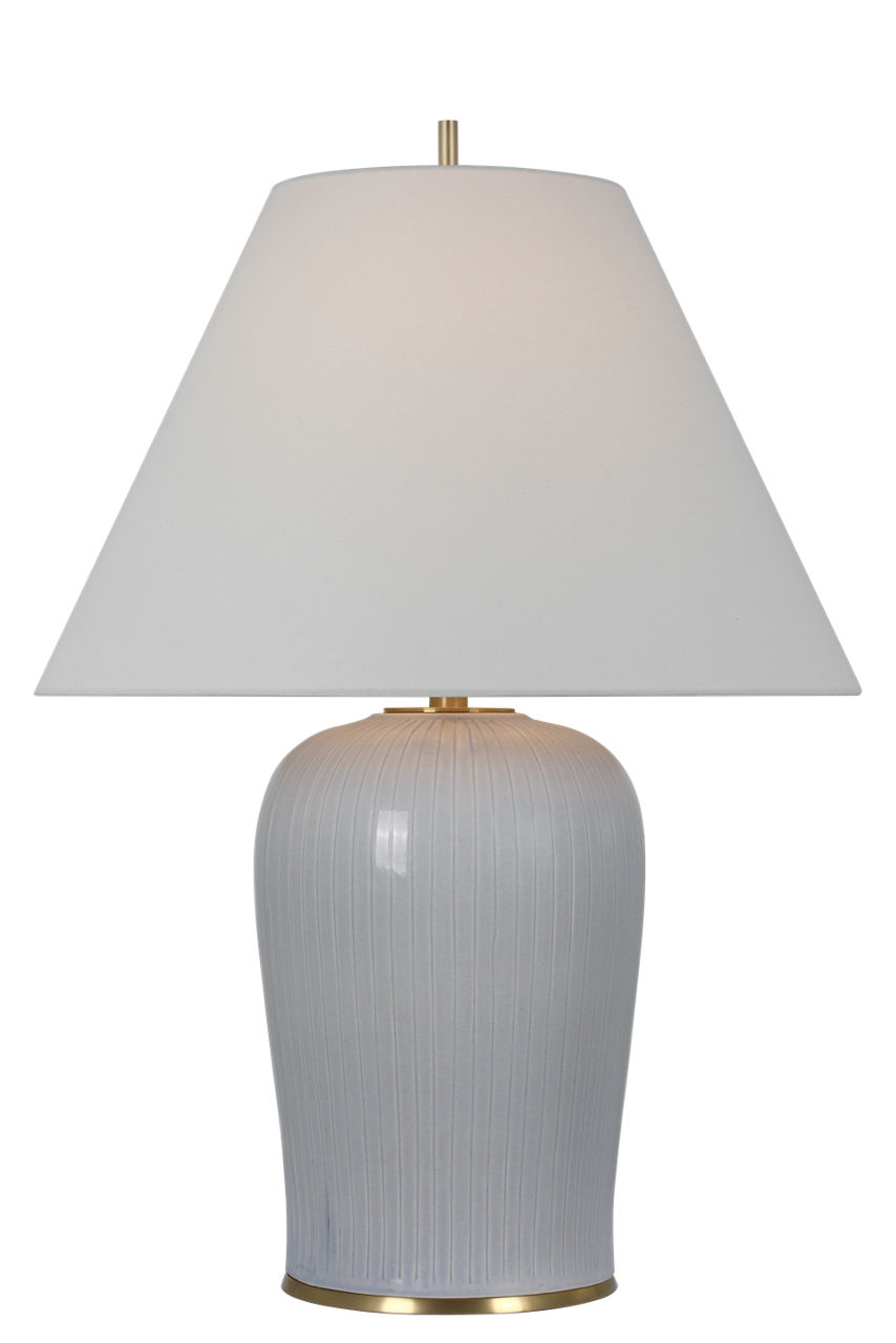 Opera 30" Table Lamp in Polar Blue Crackle with Linen Shade