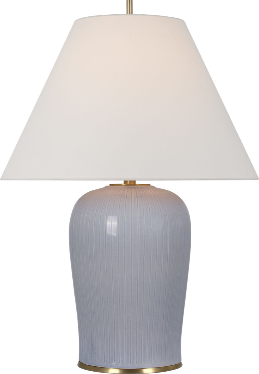 Opera 30" Table Lamp in Polar Blue Crackle with Linen Shade