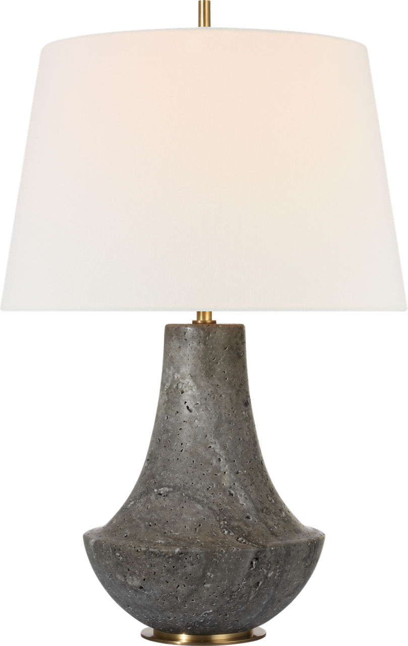 Kefi 25" Table Lamp in Dark Travertine with Linen Shade