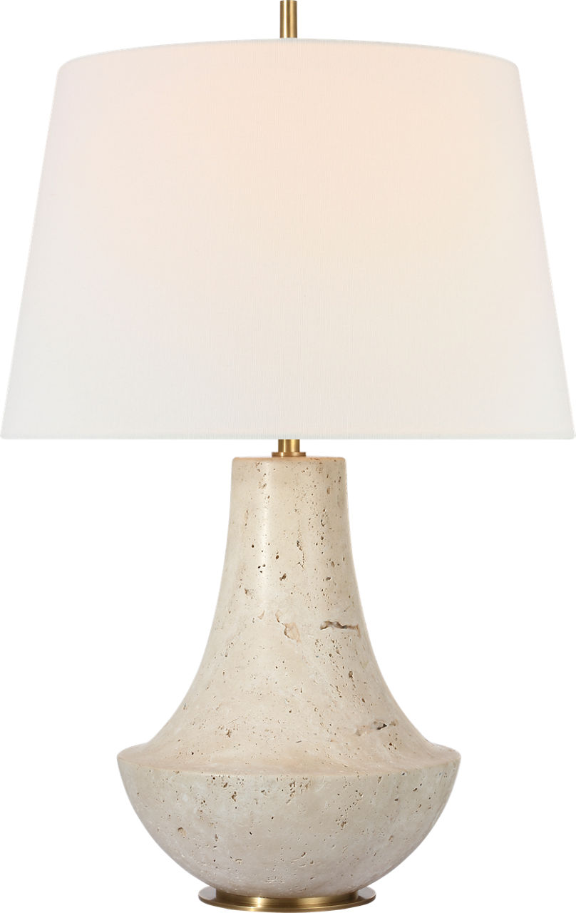 Kefi 25" Table Lamp in Natural Travertine with Linen Shade
