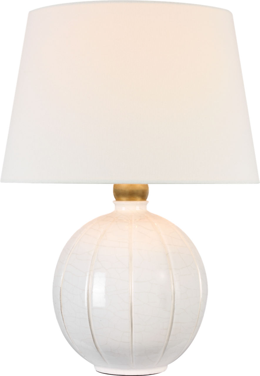 Ponteil 17" Table Lamp in Crackled Ivory with Linen Shade