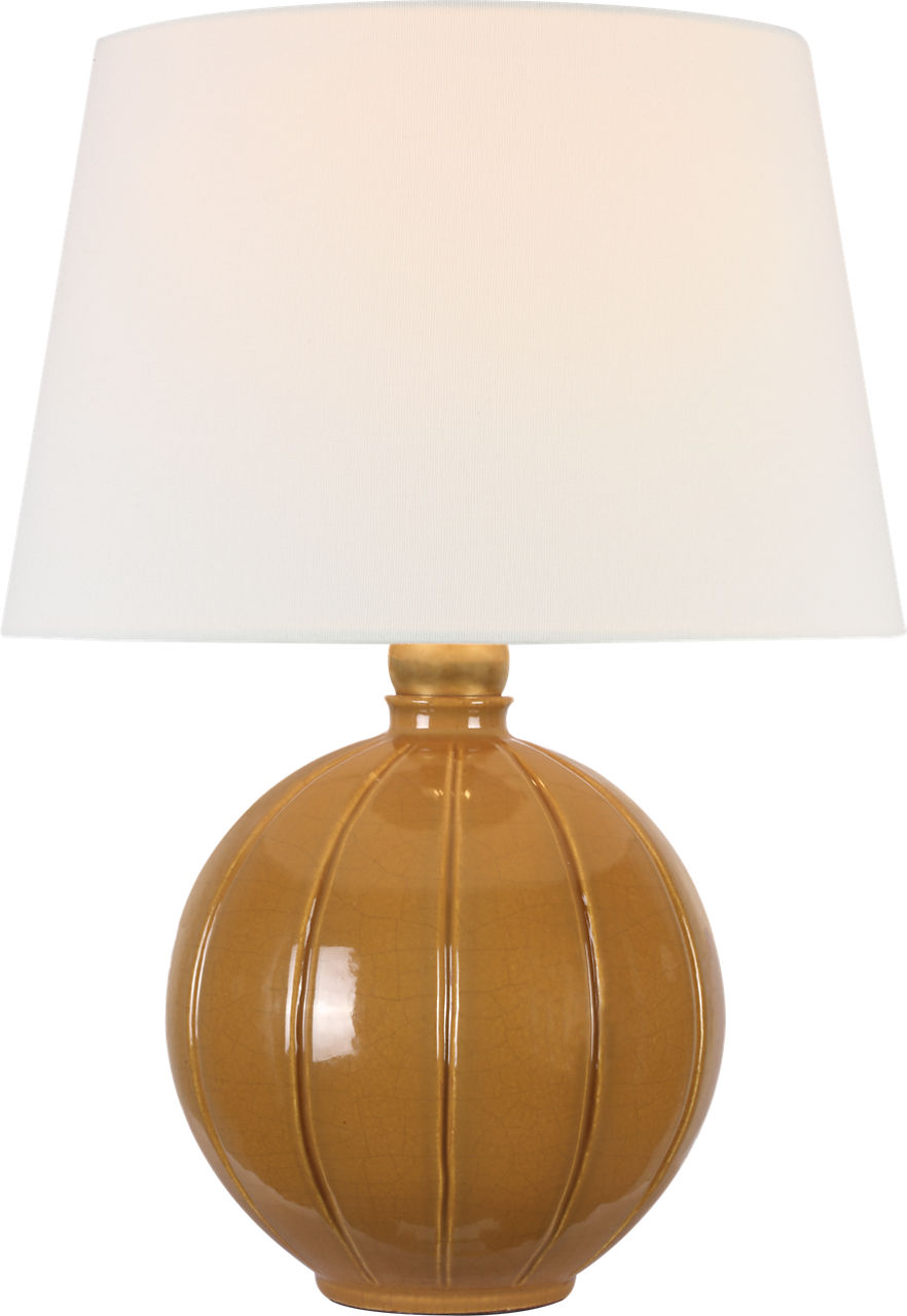 Ponteil 17" Table Lamp in Crackled Sienna with Linen Shade