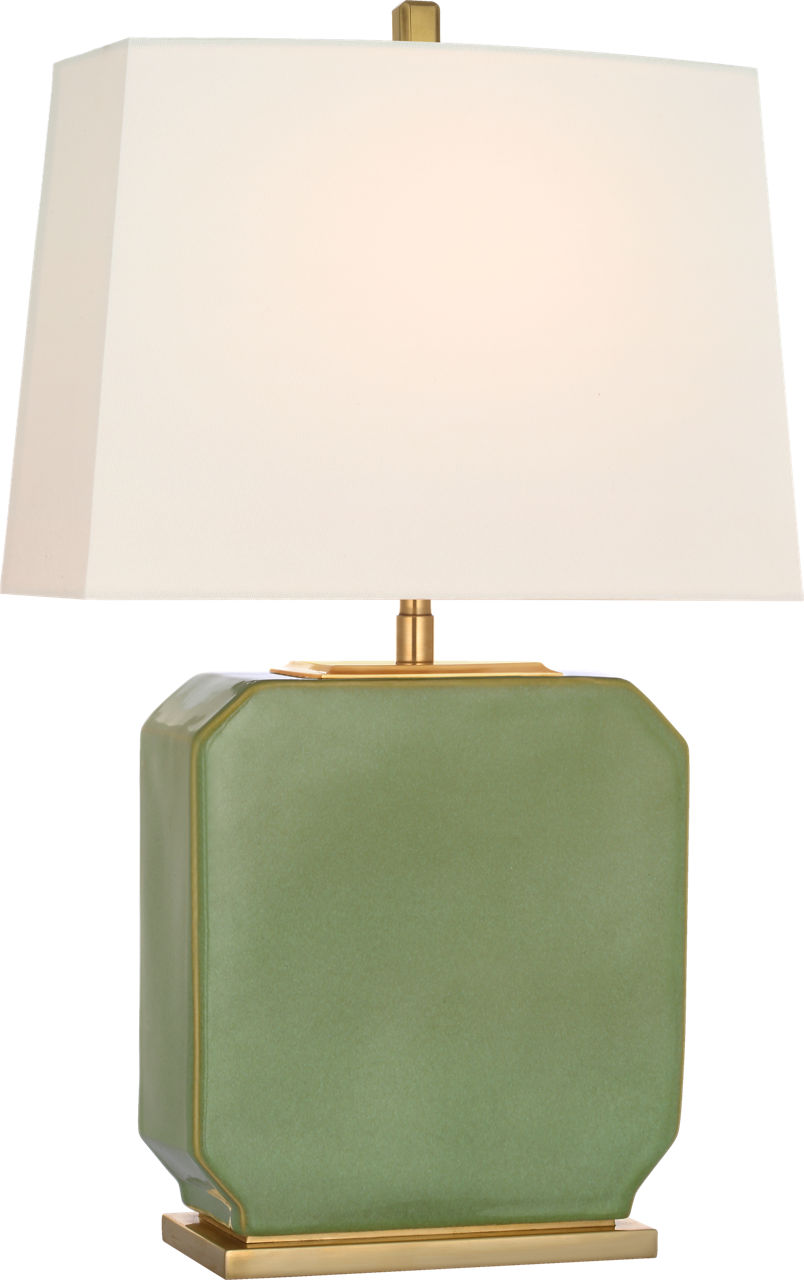 Monique 20" Table Lamp in Silk Green with Linen Shade