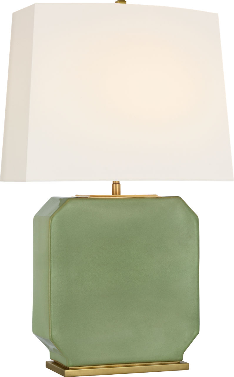 Monique 26" Table Lamp in Silk Green with Linen Shade