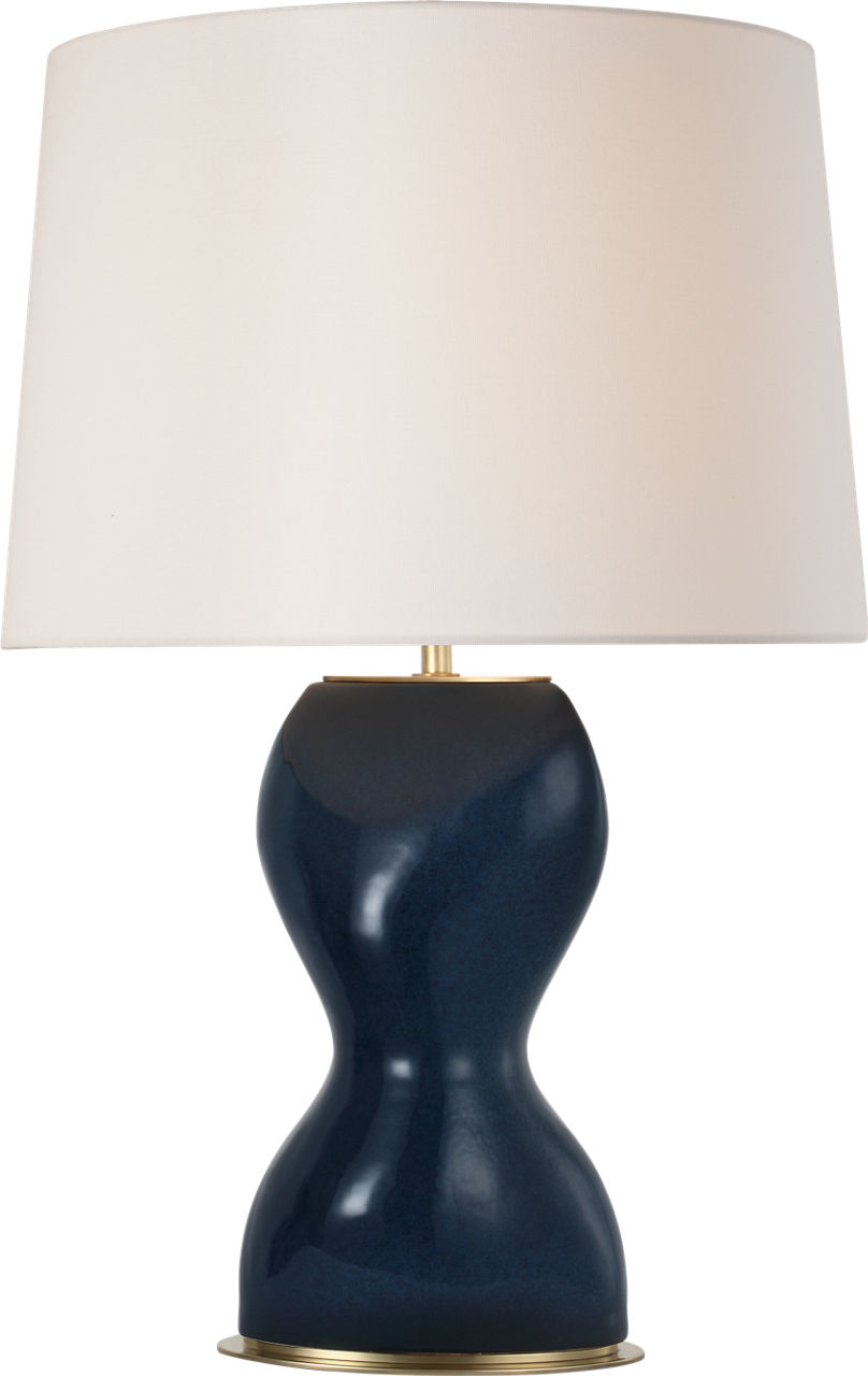 Misaki 28" Table Lamp in Sandy Midnight with Linen Shade
