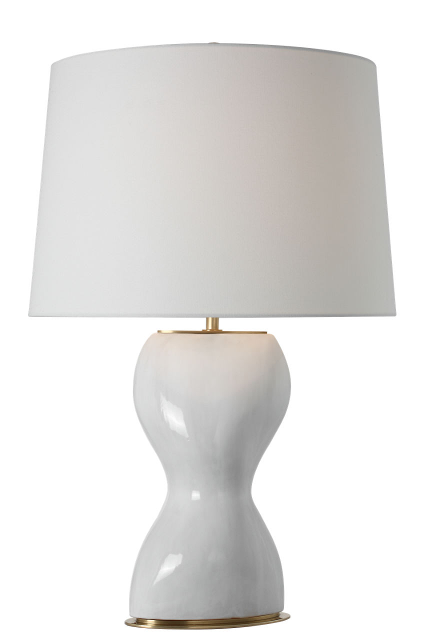 Misaki 28" Table Lamp in Veiled White with Linen Shade