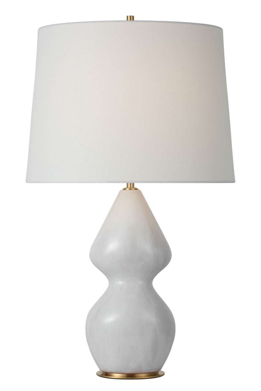 Noppon 30" Table Lamp in Veiled White with Linen Shade