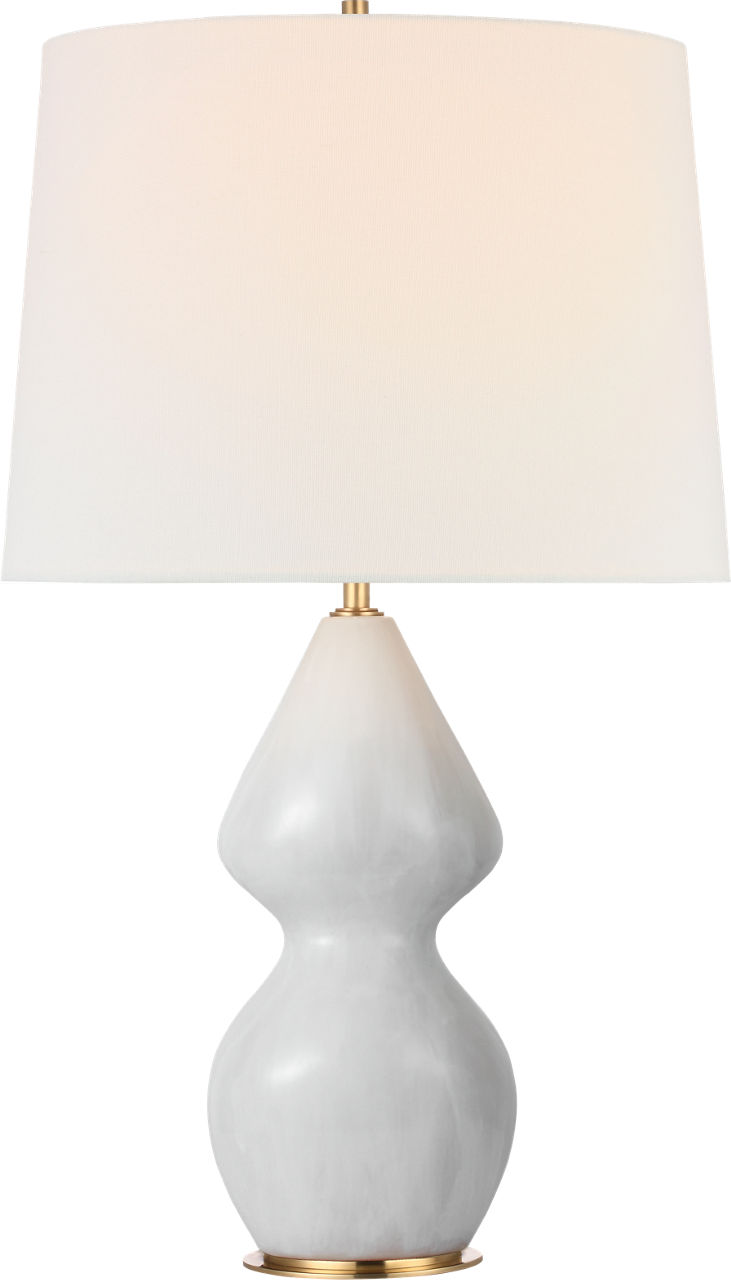 Noppon 30" Table Lamp in Veiled White with Linen Shade