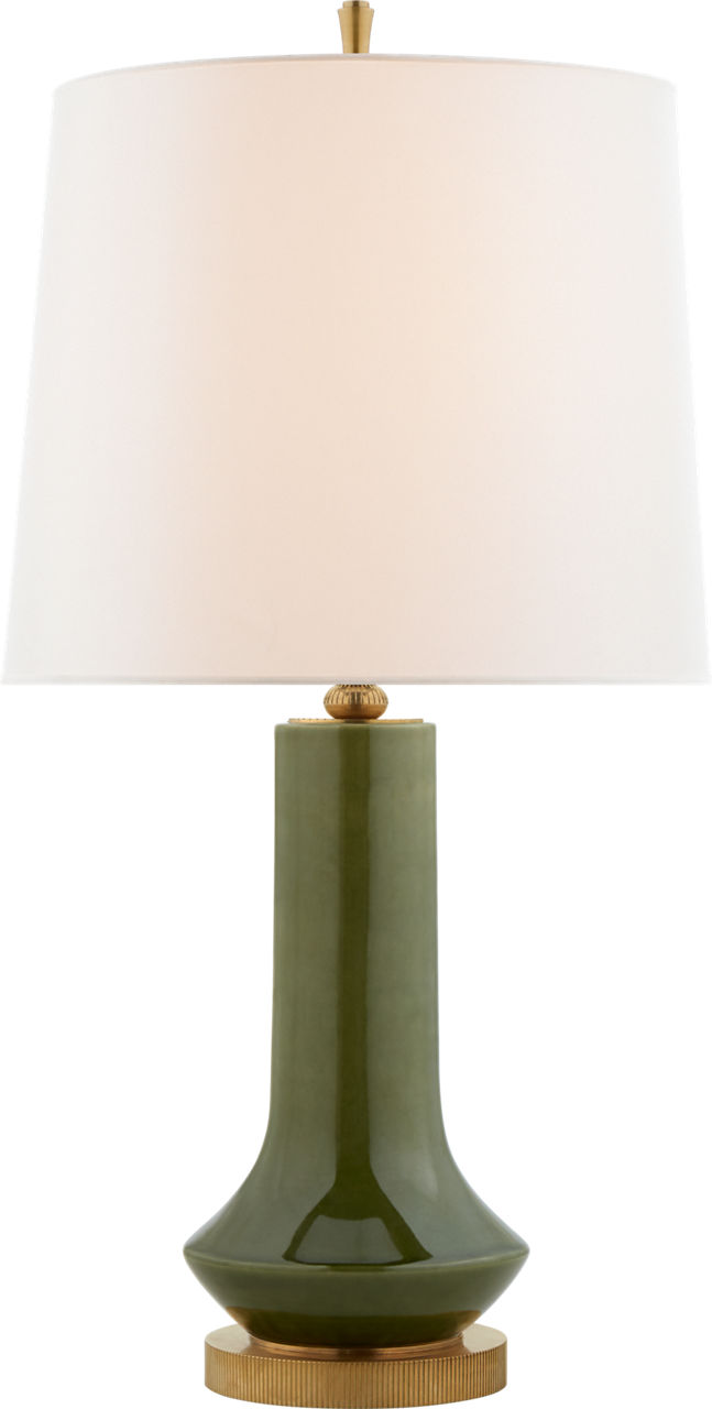 Luisa Cordless Table Lamp in Emerald Green with Linen Shade