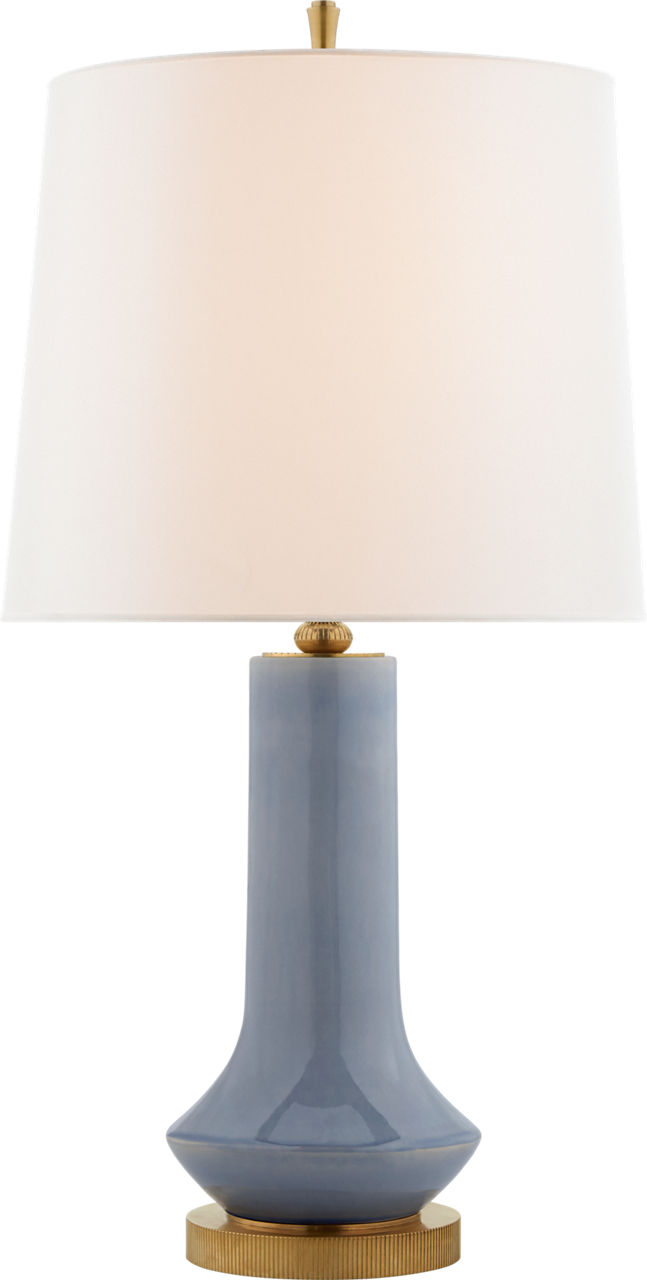 Luisa Cordless Table Lamp in Polar Blue Crackle with Linen Shade
