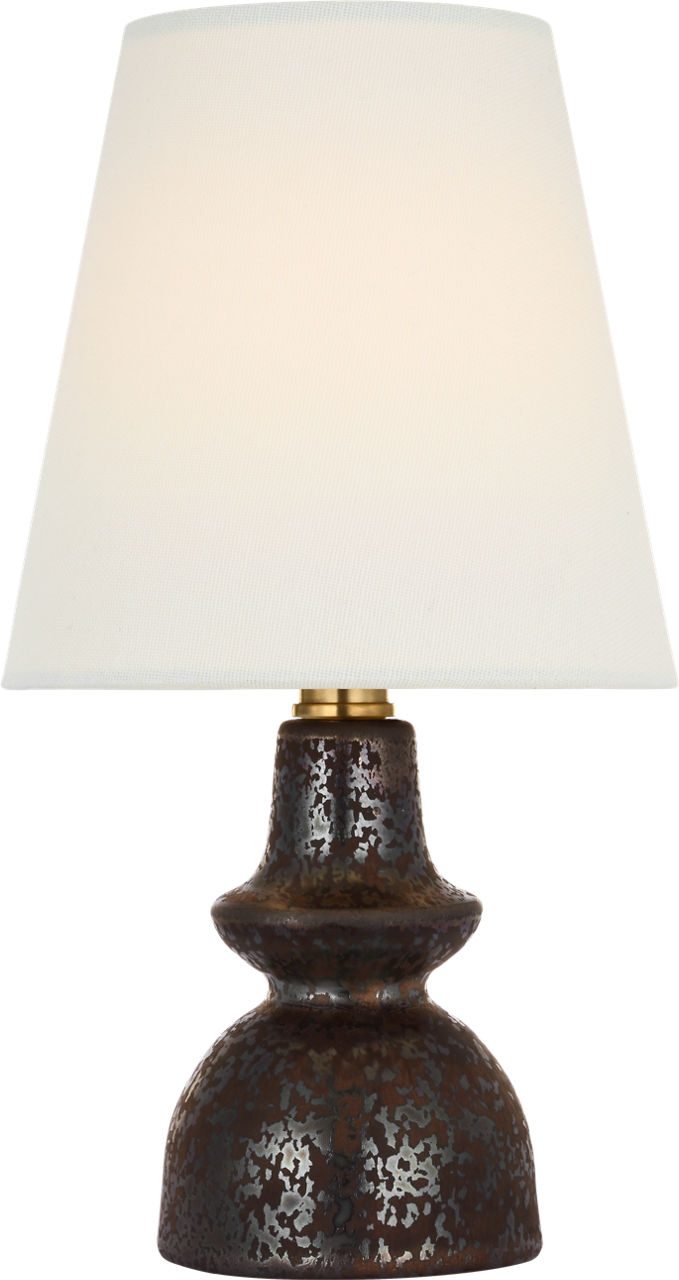 Fifi 10" Cordless Accent Lamp in Crystal Bronze with Linen Shade