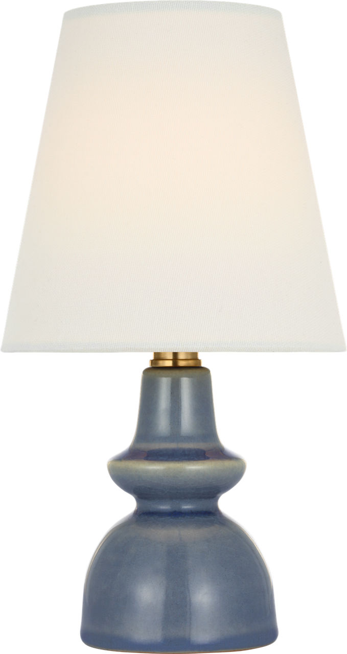 Fifi 10" Cordless Accent Lamp in Polar Blue Crackle with Linen Shade