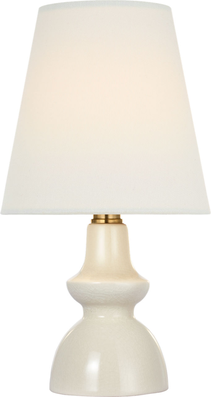 Fifi 10" Cordless Accent Lamp in Tea Stain Crackle with Linen Shade