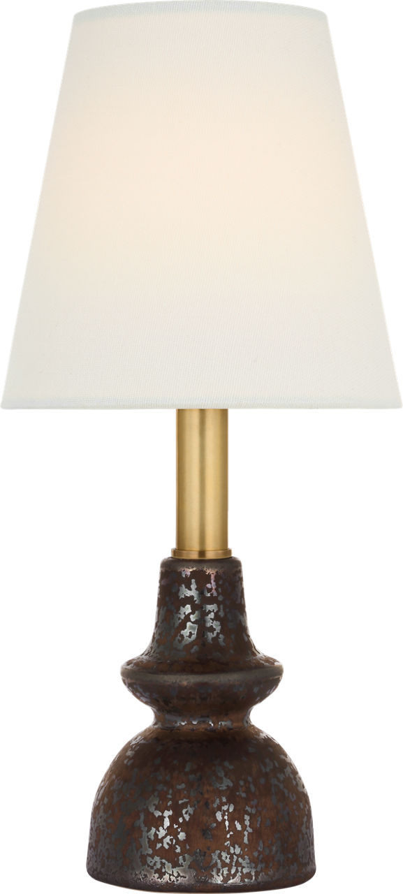 Fifi 12" Cordless Accent Lamp in Crystal Bronze with Linen Shade