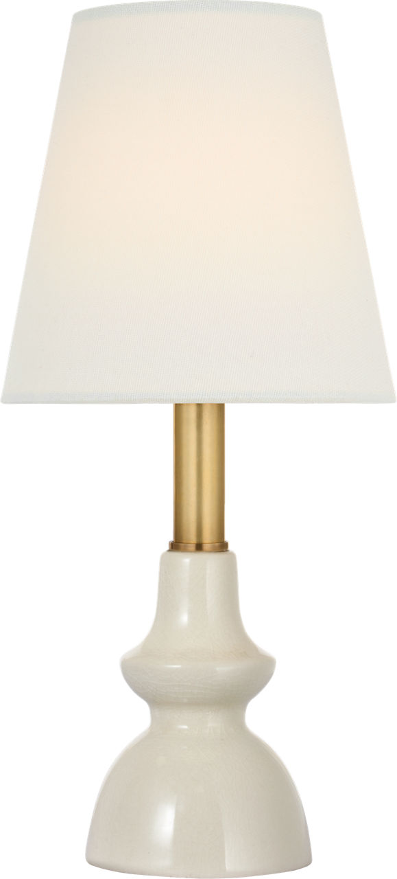 Fifi 12" Cordless Accent Lamp in Tea Stain Crackle with Linen Shade